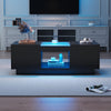 Modern LED Coffee Table with 2 Drawers Storage Black for Living Room