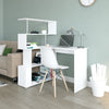 Mondeer L Shaped Computer Desk Corner Desk 360 Degree Rotatable Shelves White