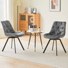 4x Grey 360° Swivel Velvet Dining Chairs Rotatable Metal Legs Kitchen Chairs