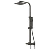 Bathroom Thermostatic Exposed Shower Mixer Twin Shower Head Square Bar Set Black