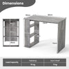 Computer Desk 90cm Study Desk Wooden Writing Desk w/Bookshelf-Grey
