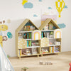 Kids Dollhouse Bookshelf House-shaped Bookcase-Natural