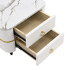 Coffee Table Square Nest of Tables Side Table with Drawers Storage & Glass Top