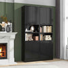 Kitchen Pantry Cabinet 190cm Tall Freestanding Cupboard w/Doors Black