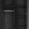 Black 2 Door 2 Drawer Wardrobe with Hanging Rail Wooden Clothes Storage Cupboard
