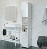 Mondeer Tall Bathroom Cabinet Slim Cabinet w/ 2 High Gloss Doors 6 Shelves White