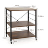 Coffee Cart Shelf Organizer Kitchen Rolling Cart-Dark Brown
