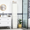 kleankin High Gloss Tall Bathroom Cabinet with Adjustable Shelves White