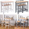 Breakfast Bar Table & 2 Chairs Set Pine Wood Kitchen Living Room Wall Side Unit