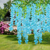 12x Artificial Fake Hanging Wisteria Silk Flowers Vine Plant Home Garden Decor
