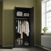 Black High Gloss 2 Door Wardrobe Bedroom Furniture Hanging Rail Storage Cabinet