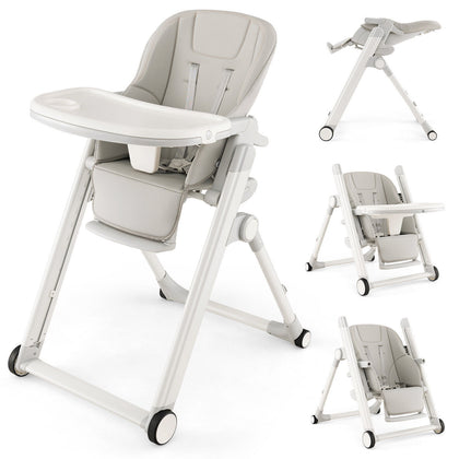 Baby Foldable High Chair Portable Feeding Sleep Playing Chair with wheels