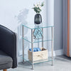 Pair of 3 Tiers Clear Tempered Glass Side End Table Storage Shelves Living Room