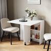 UK Foldable Dinner Table with Wheels and Storage Shelf Space Saving Dining Table