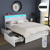 Double Size Bed Upholstered Bed Frame w/ LED & 4 Drawer Storage,USB Charging UK