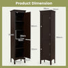 5-Tier Bathroom Tall Cabinet Slim Freestanding Storage Organizer Cupboard 2 Door