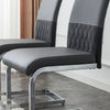 Dining Chairs Set of 2 Grey PU Cantilever Chairs with High Back and Chrome Legs