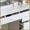 White Dressing Table Wood Makeup Desk with LED Mirror 7 Drawers Storage Bedroom