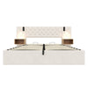 5ft King Upholstered Hydraulic Storage Bed Frame With Button Tufted Headboard