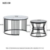 Round Coffee Tables Set of 2 End Table Nesting Tables Marble Pattern Living Room
