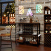 3 Tiers Bar Cart Home Serving Cart Industrial Rolling Beverage Cart on Wheels