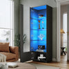 Modern Display Cabinet High Gloss RGB LED Black Cupboard Tall Storage Sideboard