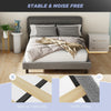 Double Size Upholstered Bed Frame w/ Sheep Plush Headboard，Wooden Slats Zldtfncs