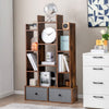 12 Tier Bookshelf Open Storage Wood Bookcase Organizer Display Shelf