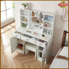 Dressing Table Vanity Set Stool Makeup LEDs Mirror w/Jewellery Organizer Drawers