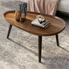 Solid Wood Nesting Coffee Table Set of 2 Oval Round Sofa Tea Tables Living Room