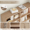 Bookcase 6 Tier Bookshelf with Doors Tall Storage Cupboard Display Unit Oak Home