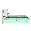 Panel Plush Velvet Upholstered Bed Frame Double With Headboard Built-In Lights