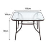Metal Garden Dining Table Outdoor Patio Tempered Glass Top with Parasol Hole