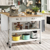 3-Tier Rolling Utility Cart with Lockable Casters-White