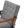 Grey Fabric Accent Chair Scandi Armchair Rubber Wood Frame Single Fireside Sofa