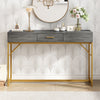 Console Side Table with Drawer Golden Metal Frame, Entryway Hallway Furniture