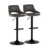2x Faux Leather Bar Stools Grey Adjustable Gas Lift Swivel Kitchen Pub Chair