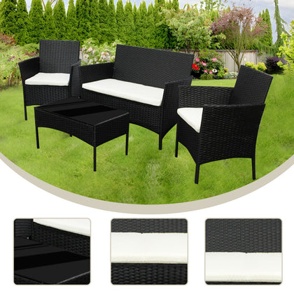 4Piece Garden Rattan Furniture Sofa Set with Chairs Seats Outdoor Patio Balcony