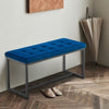 Blue Velvet Padded Bed Bench Dining Bench Ottoman Stool Living room Modern