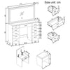 Dressing Table and Stool set 11 Drawer Makeup Table with Glass Top Vanity Desk