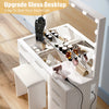 LED Mirror Dressing Table Visual Desktop Vanity Table Desk Stool Set w/ Drawers