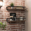 2 Rustic Wall Floating Shelves Bathroom Kitchen Storage Rack w/ Towel Rod