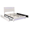 Upholstered Bed with LED Lights and 4 Storage Drawers Platform Bed Frame Beige