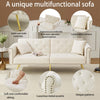 MODERN FABRIC SOFA BED LOVESEAT CLICK CLACK SOFA SETTEE RECLINER COUCH, WHITE