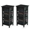 2 PCS Nightstand 3-Tier Bedside Sofa Table Modern Bedroom Side Table w/2 Baskets