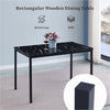 Black Marble MDF Top Dining Table&4pcs Grey Faux Leather Footrest Dining Chairs