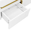 Modern High Gloss White Side Coffee Table with 2 Storage Drawers for Living Room