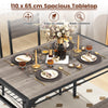 4Pcs Kitchen Dining Set Metal Frame Industrial Table Chairs Bench Set Grey