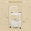 Modern Sofa Side Table Tempered Glass Table Coffee Table on Lockable Wheels