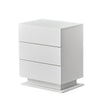 White Bedside Table with 3 drawers LED light High Gloss Front Board Bedroom